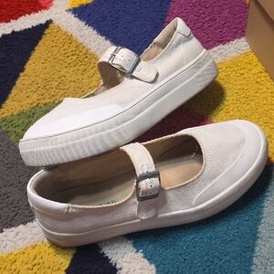 Lucky Brand Ediva White Washed Canvas Mary Jane Style Sneakers Size 8